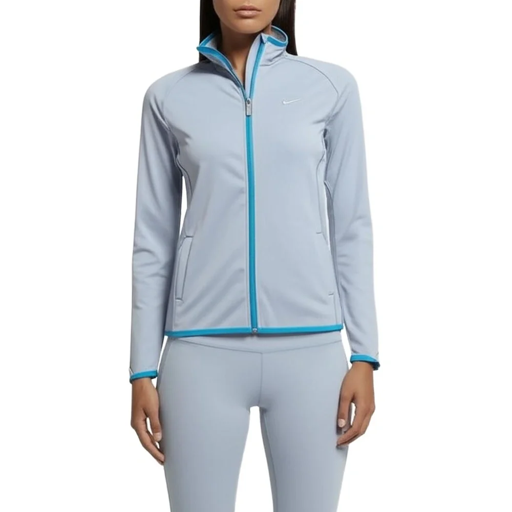 NIKE Womens Light Blue Full Zip Thumbhole Sportswear‎ Jacket Womens Large